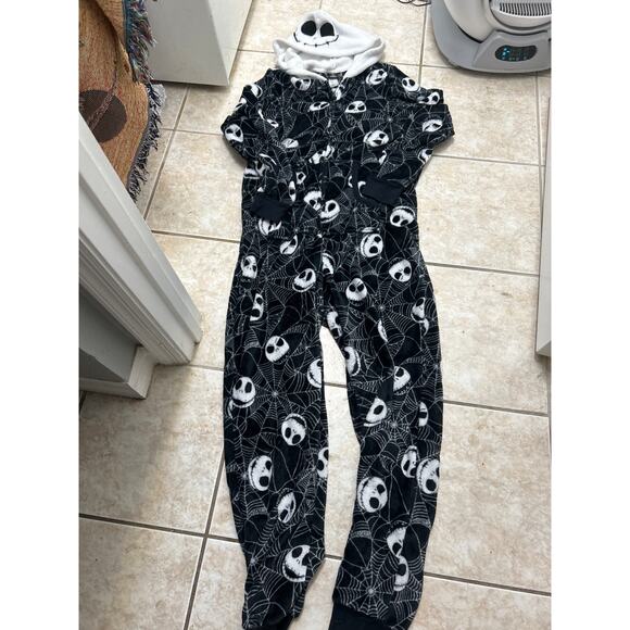 Disney Nightmare Before Christmas Jack Skellington Hooded Fleece Onesie Size XL - Picture 1 of 2